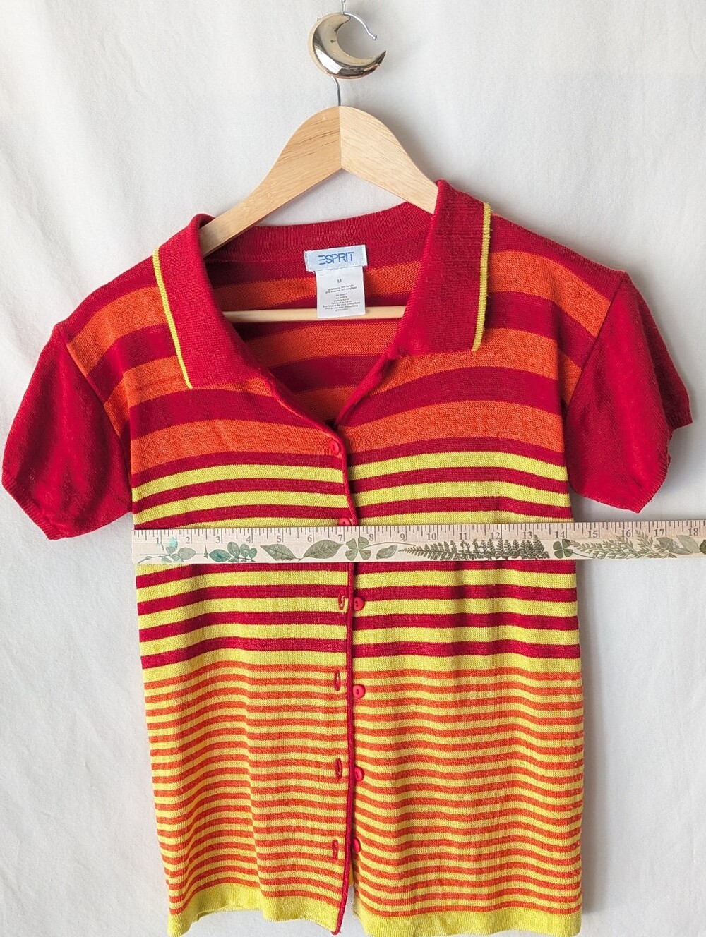 Esprit Red & Yellow Striped Polo Cardigan - Picture 6 of 7